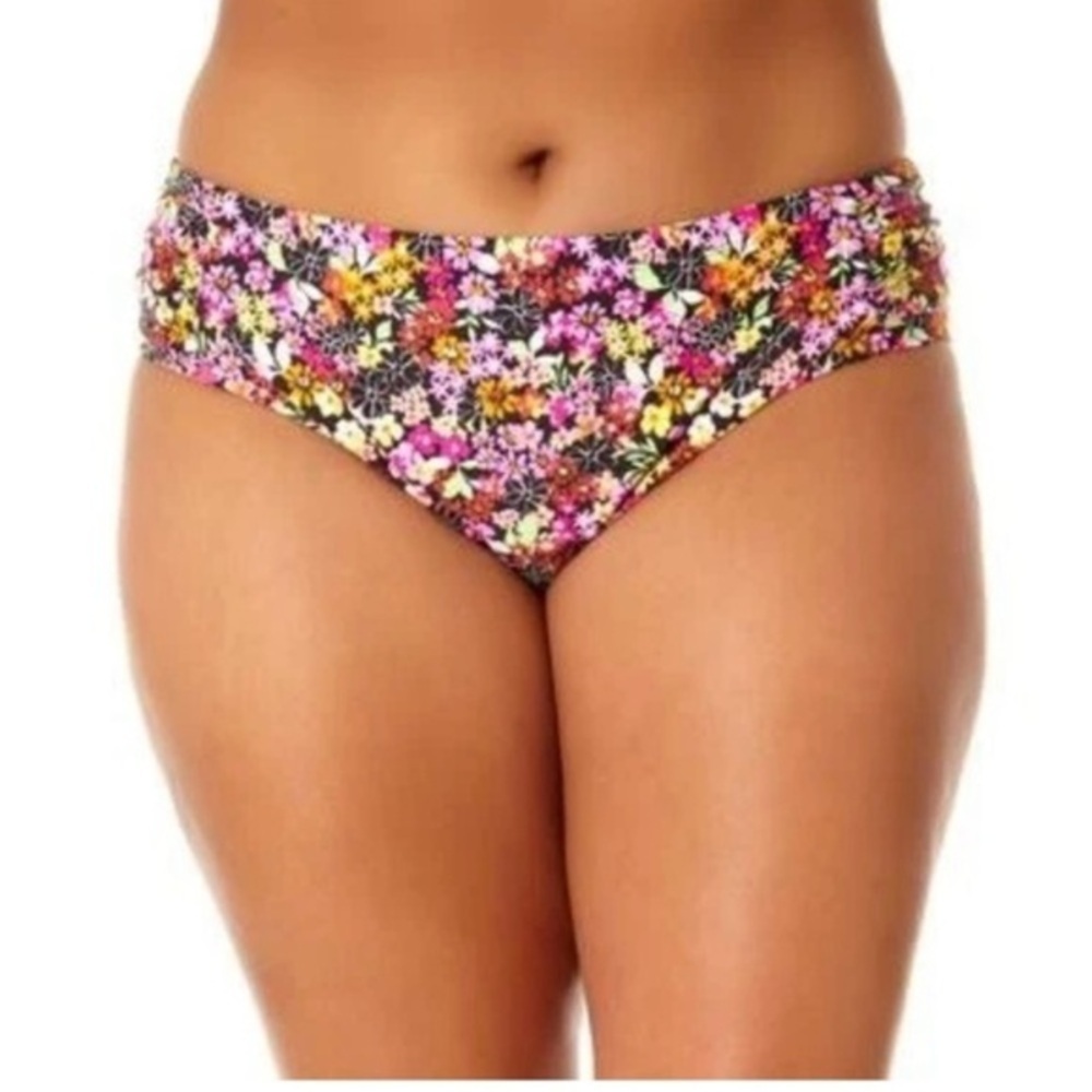 Floral Print Bikini Bottom Juniors' Plus Size1X-Waist 40” Stretch. Rise 12.5”